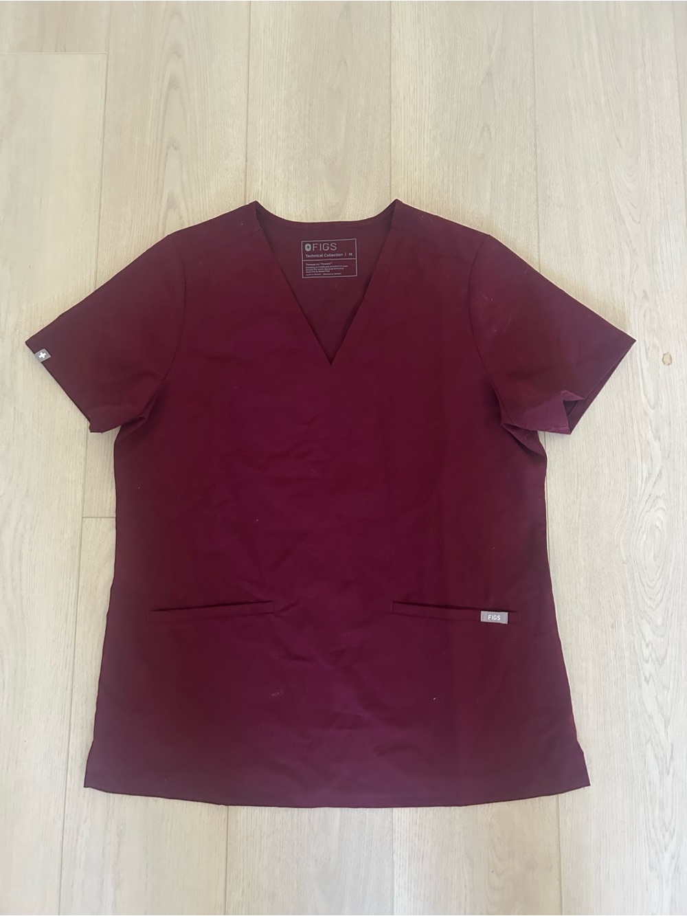 FIGS Burgundy Casma Top